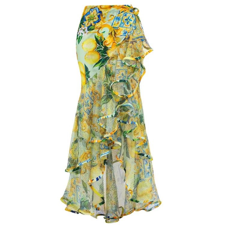 Damen Einteiler-Badeanzug mit floralem Mustermix und raffinierten Cut-Outs EB