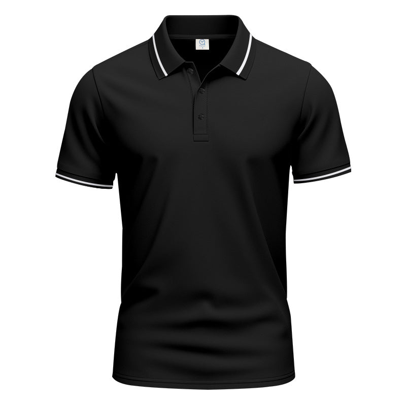 Herren nan atmungsaktives Interlock-Poloshirt mit Kontrast-Tipping, kurzer Knopfleiste und schmaler Silhouette EB