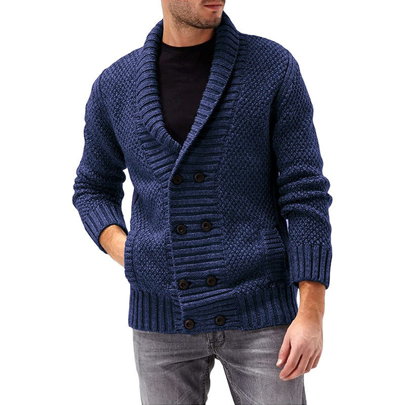 Herren Strickjacke mit doppelter Knopfleiste und modernem Strukturdesign EB