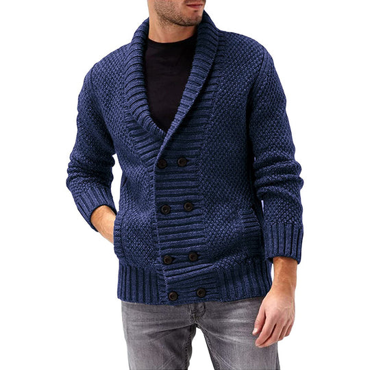 Herren Strickjacke mit doppelter Knopfleiste und strukturiertem Design EB