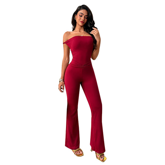 Damen eleganter Off-Shoulder-Jumpsuit mit figurbetontem Design EB