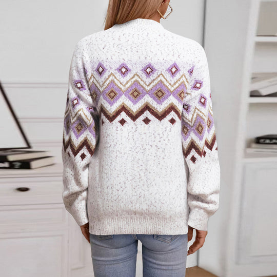 Damen Strickpullover mit geometrischem Muster EB