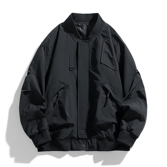 Men's  oversized military-inspired flight bomber jacket with utility pockets EB
