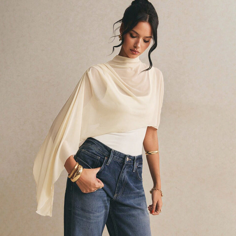 Damen Body mit elegantem Chiffon-Überwurf EB