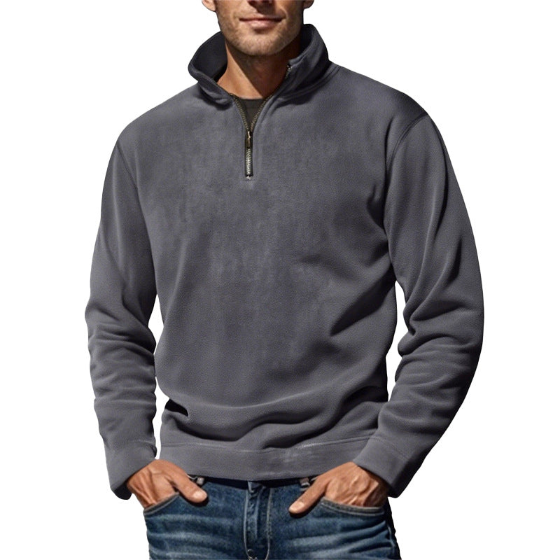 Herren Thermo-Fleecejacke mit Hochkragen und dekorativem Reißverschluss EB
