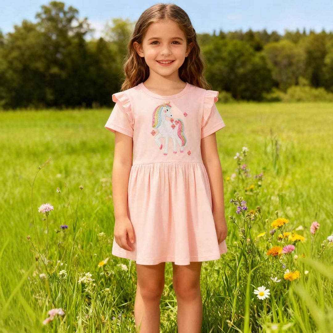 Mädchen Tüllkleid mit niedlichem Einhornmotiv EB
