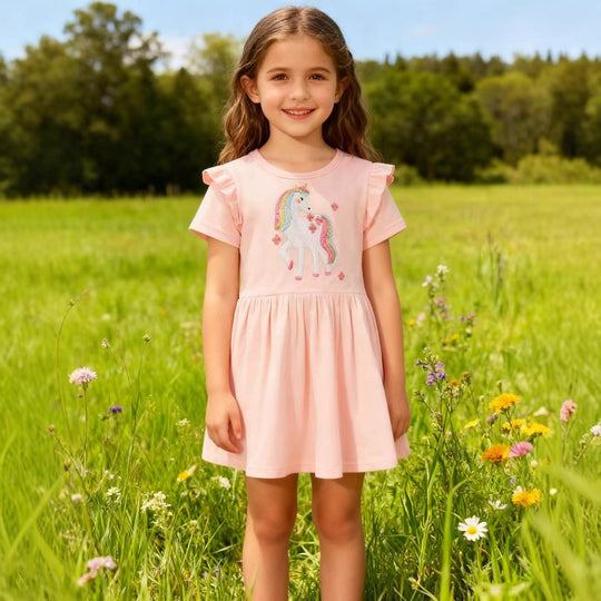 Mädchen Tüllkleid mit niedlichem Einhornmotiv EB