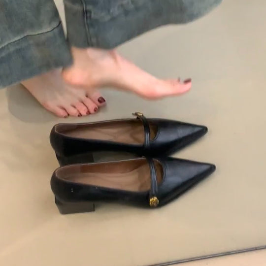 Damen elegante Mary Jane Pumps mit modischem Blockabsatz und dekorativer Schnalle EB
