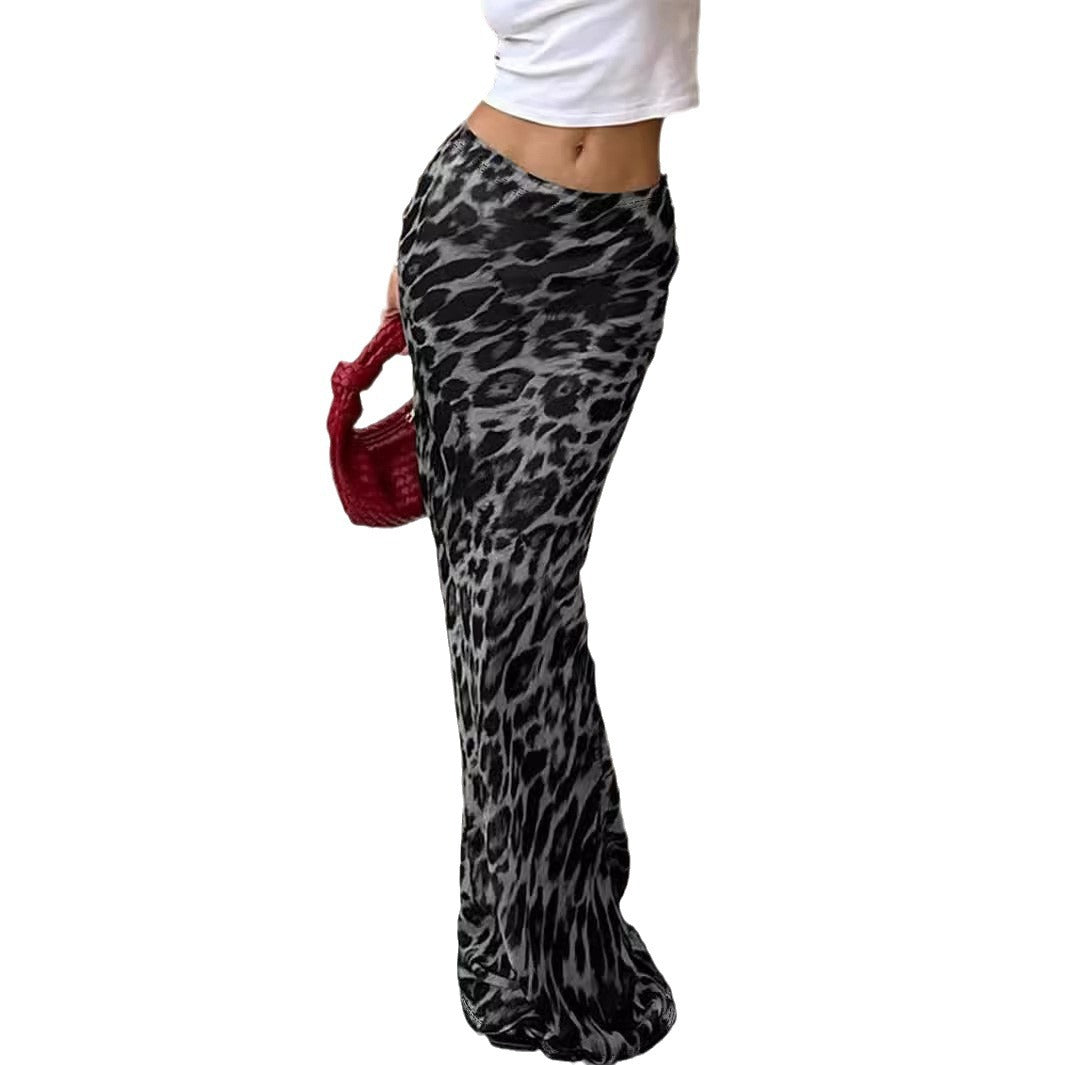 Damen Maxirock im eleganten Animal-Print mit hohem Bund EB