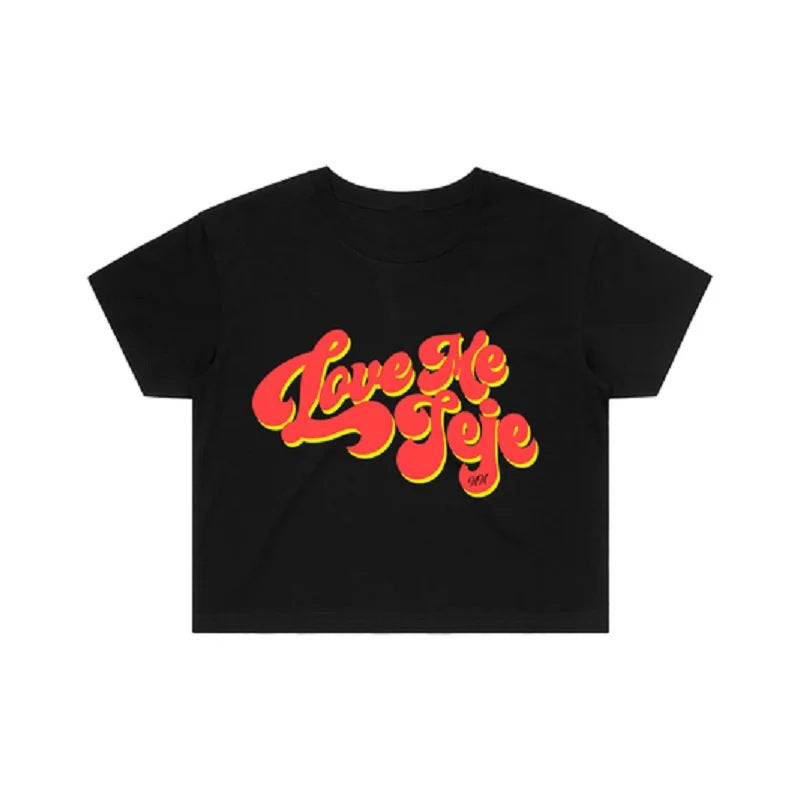 Damen Crop-T-Shirt mit kreativem Schriftzug und modernem Design EB