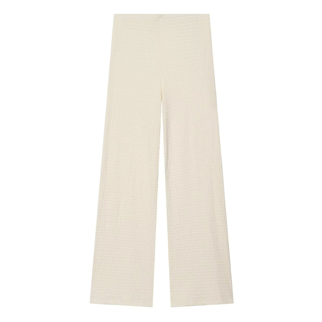 Damen Hochbundhose mit weitem Schnitt und lässiger Textur EB