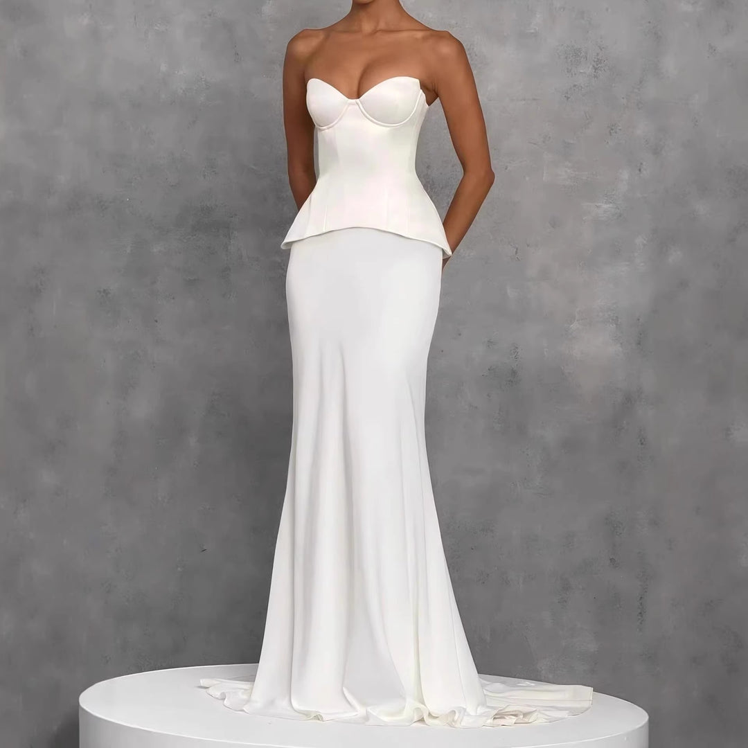 Damen Figurbetontes Brautkleid mit Peplum-Silhouette EB