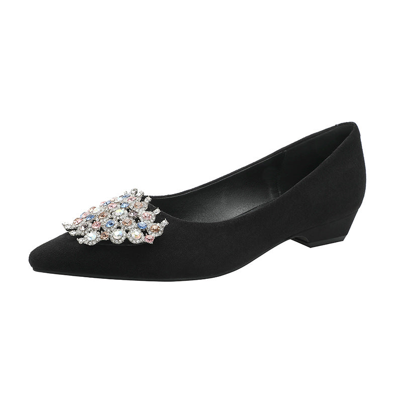 Damen elegante Ballerinas mit funkelnder Schmuckapplikation EB