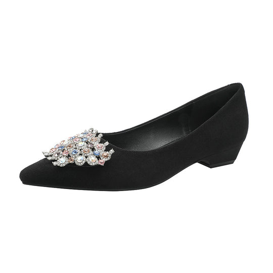 Damen elegante Ballerinas mit funkelnder Schmuckapplikation EB