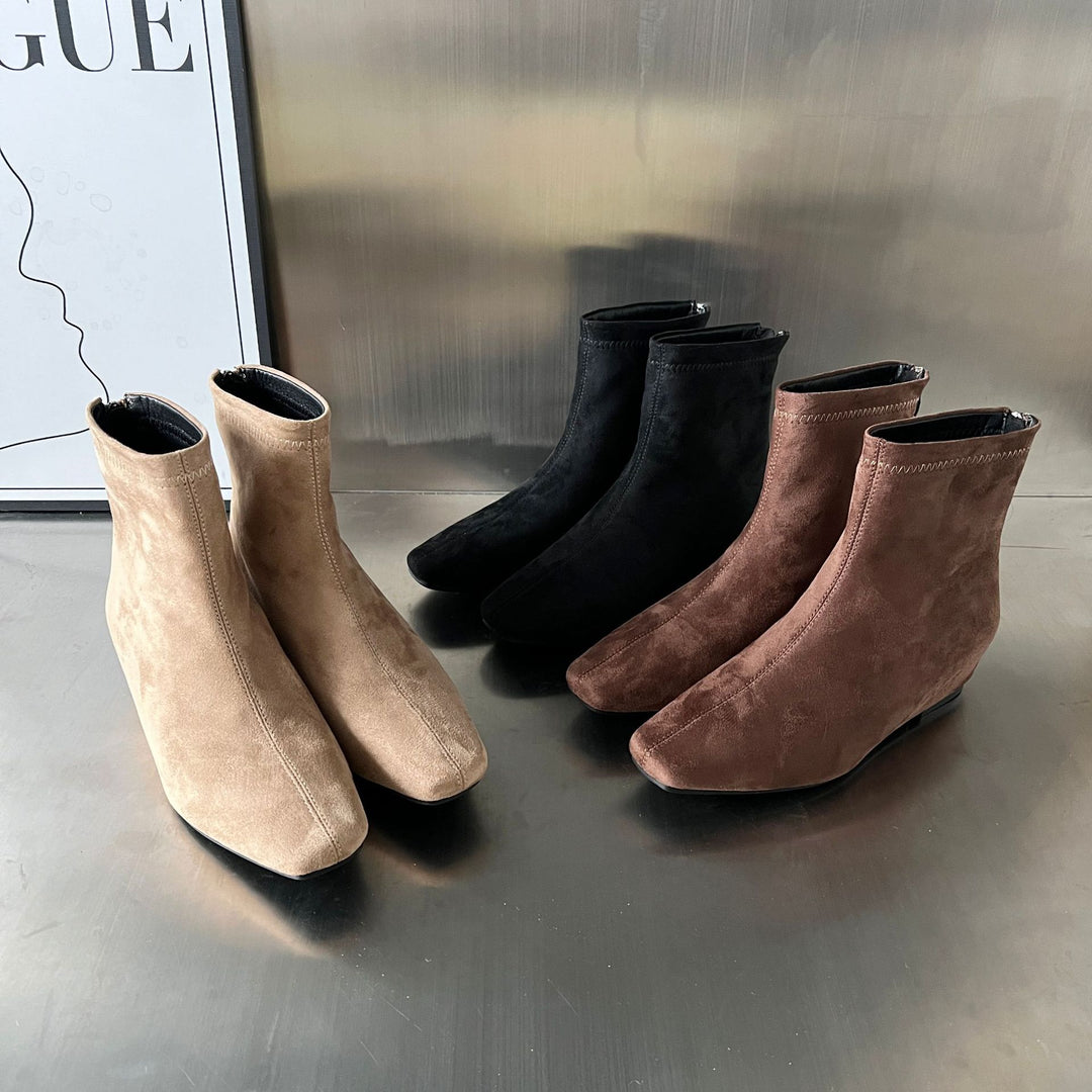 Damen Ankle Boots aus hochwertigem Wildleder mit dekorativem Reißverschluss EB