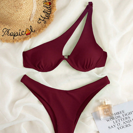 Damen Triangel-Bikini mit asymmetrischem Schnitt und gepolstertem Oberteil EB