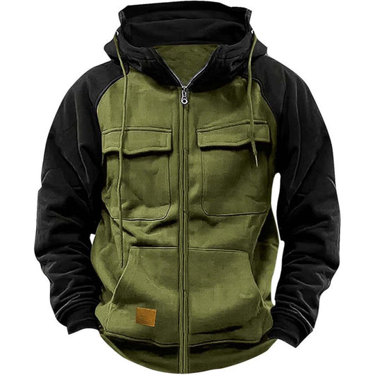 Herren Kapuzenjacke mit Cargo-Taschen und durchgehendem Reißverschluss EB