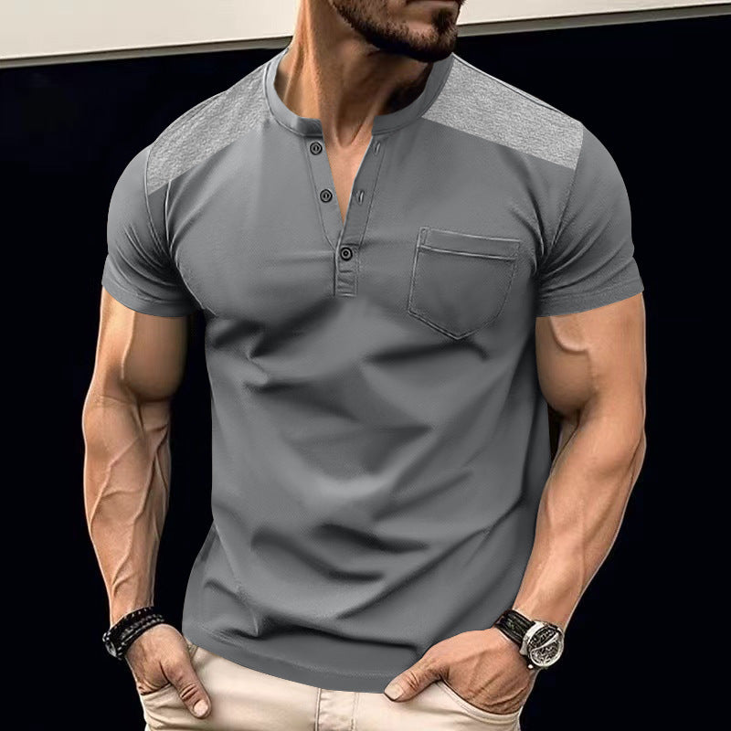 Herren Kurzarm-Henley-Shirt mit strukturiertem Design und praktischen Knöpfen EB