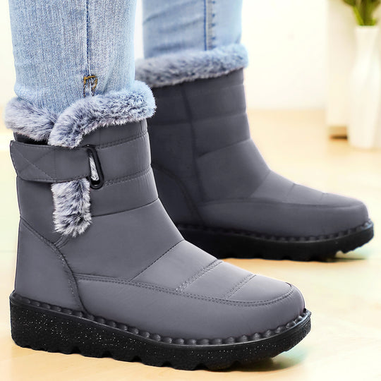 Damen Warmgefütterte Winterstiefel mit rutschfester Sohle und verstellbarem Riemen EB