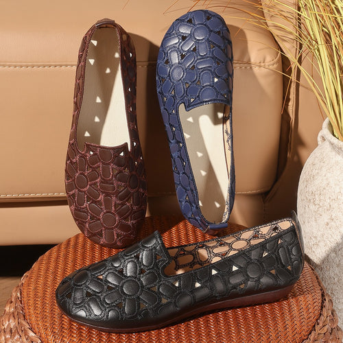 Damen Slip-On Ballerinas mit floralen Details EB