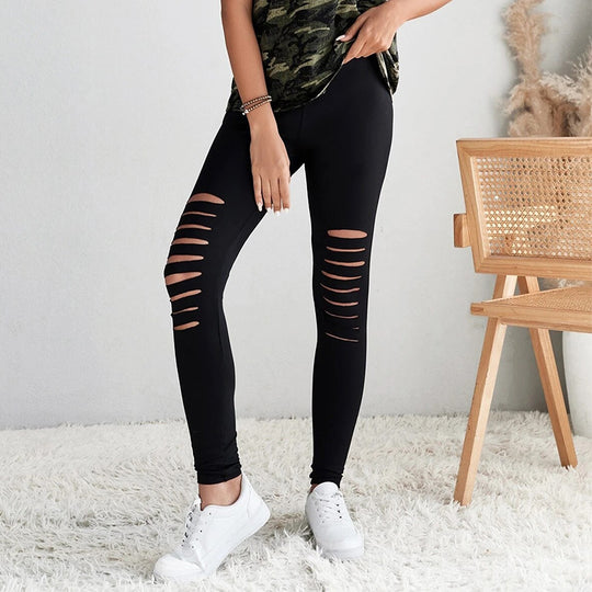 Damen Leggings mit modischen Cut-Outs und hohem Bund EB