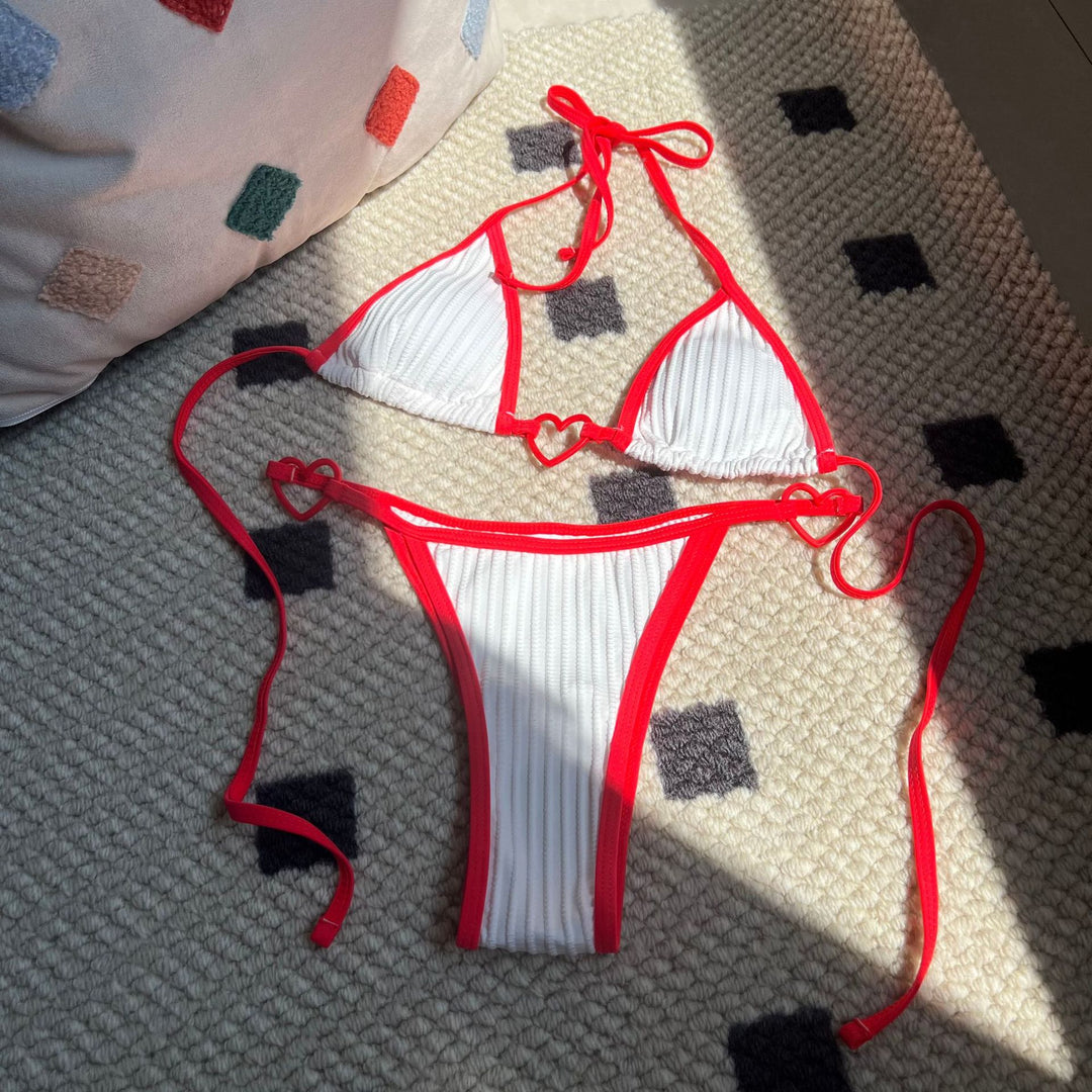 Damen Triangel-Bikini mit Herzdetails EB