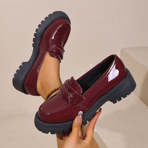 Damen nan Plateau-Loafer mit dicker Profilsohle und gepolstertem Komfortfußbett EB