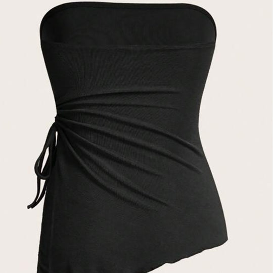 Damen Bandeau-Oberteil mit modischem Wickeldesign und verstellbaren Riemen EB