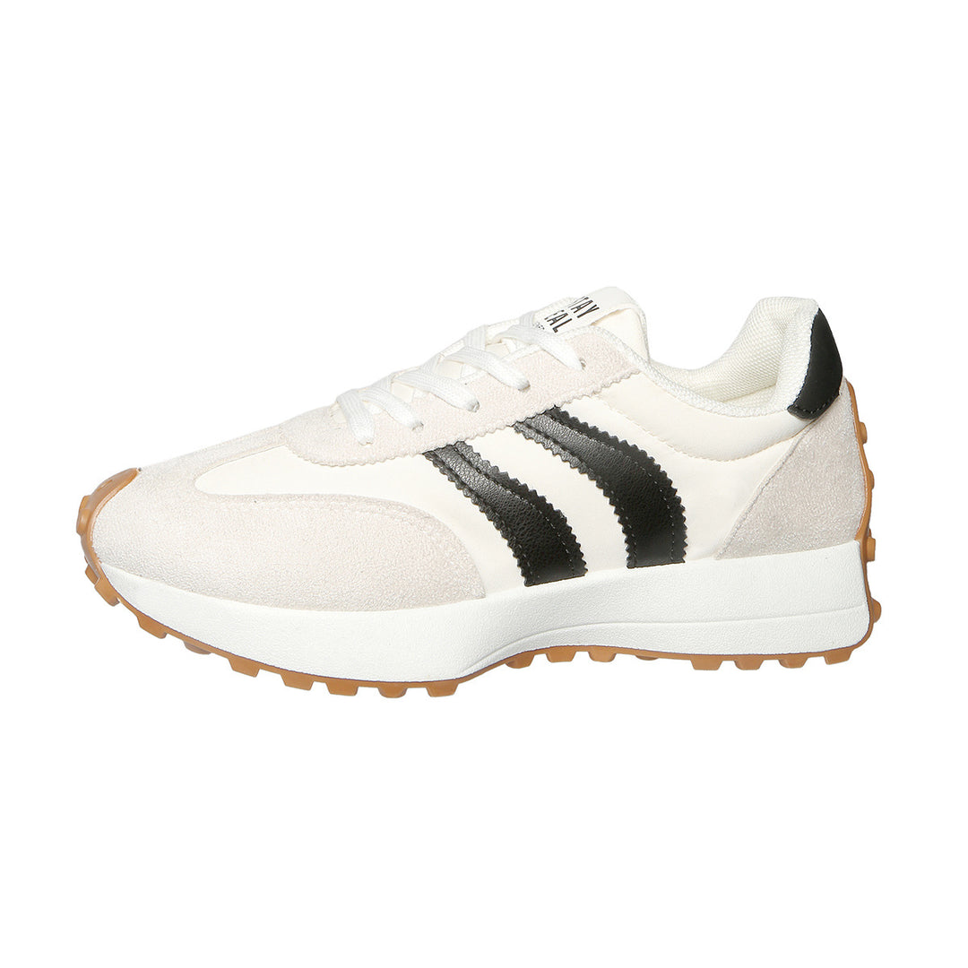 Damen nan retro-inspirierter Sneaker mit Wildleder-Overlays, Nylonoberteil und profilierter Waffelsohle EB
