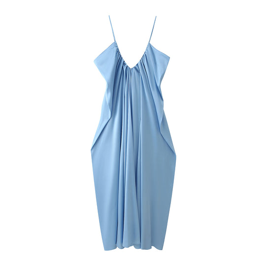 Damen Maxikleid mit legerem Schnitt und raffinierten Drapierungen EB