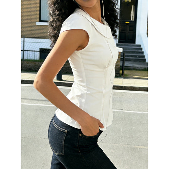 Damen Blusenshirt mit elegantem Kragen und tailliertem Schnitt EB