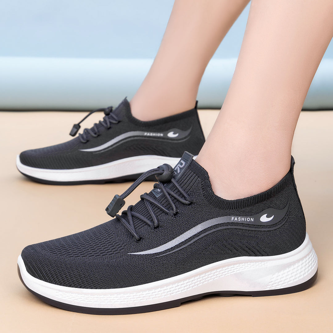 Damen Modische und bequeme Sport-Sneaker mit elastischem Schnellschnürsystem EB