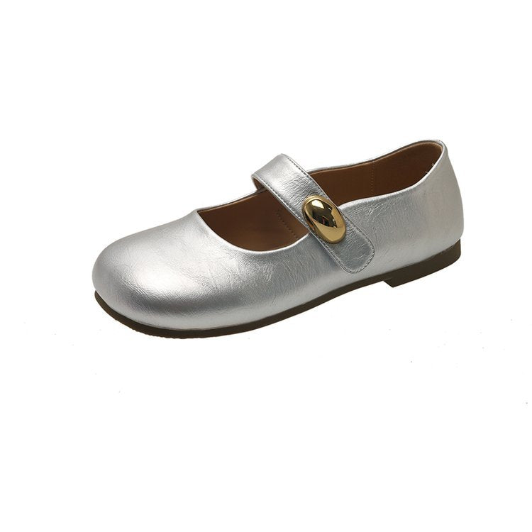 Damen elegante Mary Jane Ballerinas mit dekorativem Knopf EB