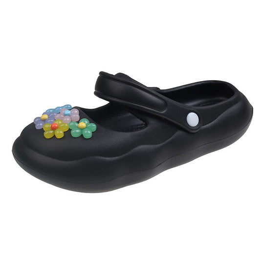 Damen Bunte und komfortable Riemensandalen mit blütenförmigem Dekor EB