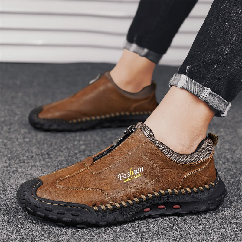 Damen Bequeme Slip-On Freizeitschuhe mit Reißverschluss EB