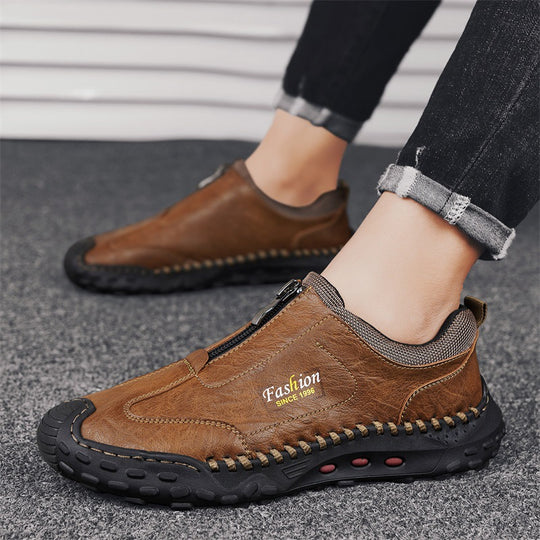 Damen Bequeme Slip-On Freizeitschuhe mit Reißverschluss EB