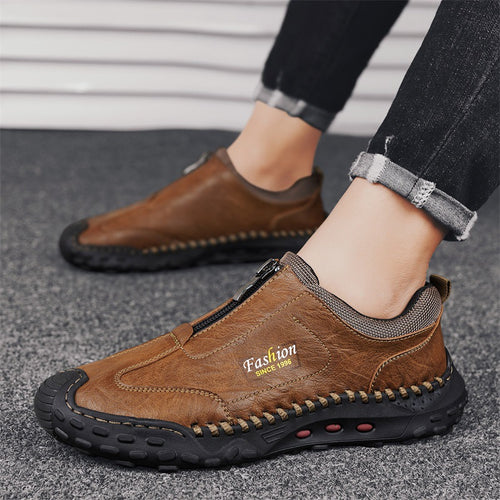 Damen Bequeme Slip-On Freizeitschuhe mit Reißverschluss EB