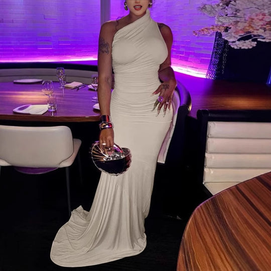 Damen Elegantes Wickel-Maxikleid mit asymmetrischem Ausschnitt und luxuriösem Schnitt EB