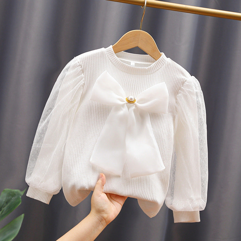 Damen Bluse mit Puffärmeln und Schleife EB