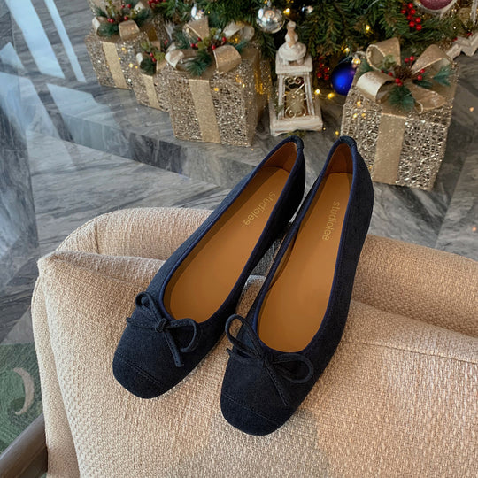 Damen Ballerinas mit charmantem Schleifendetail aus hochwertigem Wildleder EB