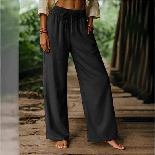 Damen Luftige Freizeithose mit weitem Schnitt und elastischem Bund EB