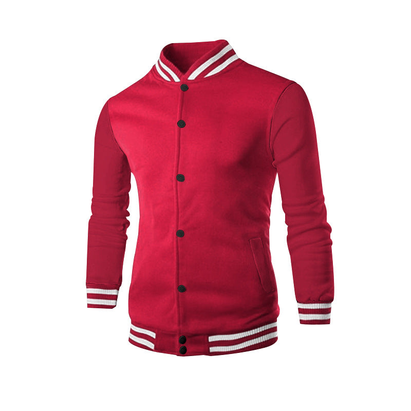 Herren sportliche Collegejacke mit hochgeschlossenem Kragen und klassischen elastischen Bündchen EB