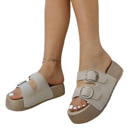 Damen Komfortable Riemensandalen mit modischen Doppelschnallen EB