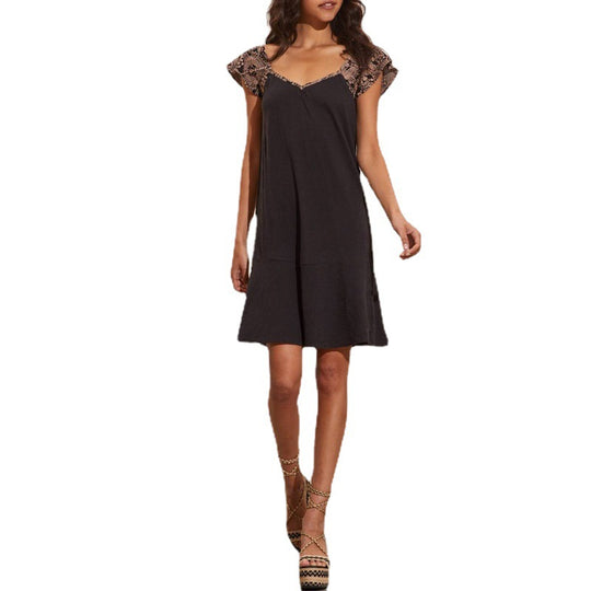 Damen Sommerliches Kleid mit Spitzen-Ärmeldetails EB