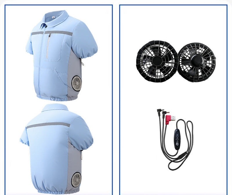 Unisex nan leichte kurzarm Kühljacke mit integrierten Lüftern und Akku R&B