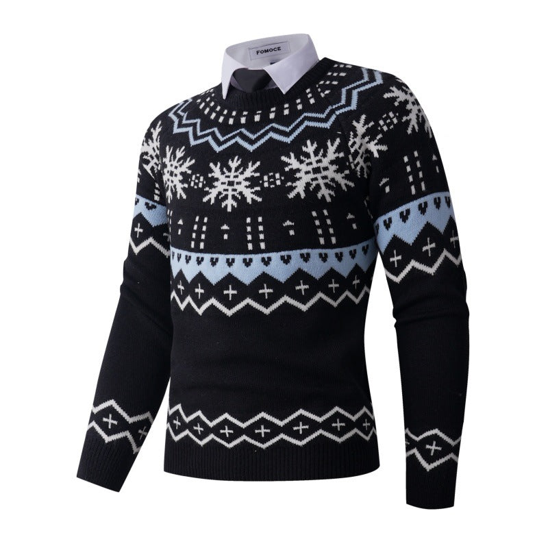 Herren modischer Strickpullover mit kreativem Schneemuster EB