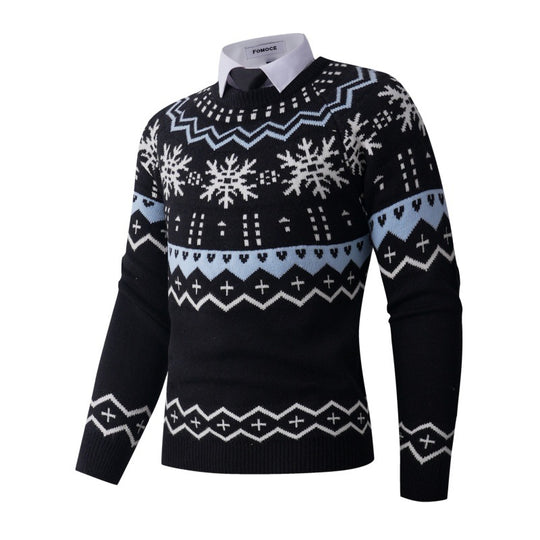 Herren modischer Strickpullover mit kreativem Schneemuster EB