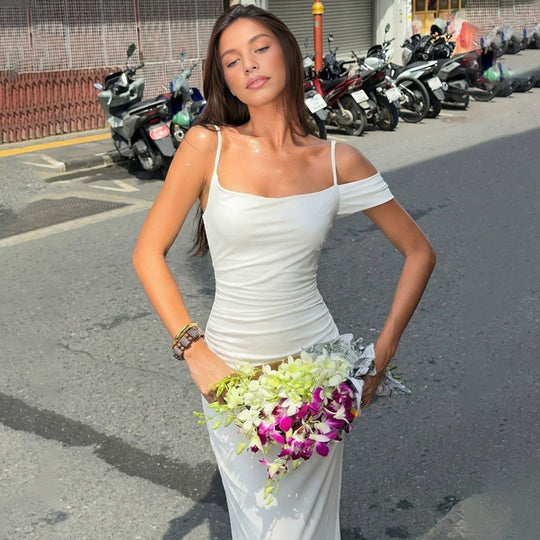 Damen Elegantes bodenlanges Kleid mit einzigartiger Drapierung EB