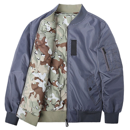 Men's  Reversible Quilted-Lined Bomber Jacket with Sleeve Utility Pocket and Ribbed Trims EB