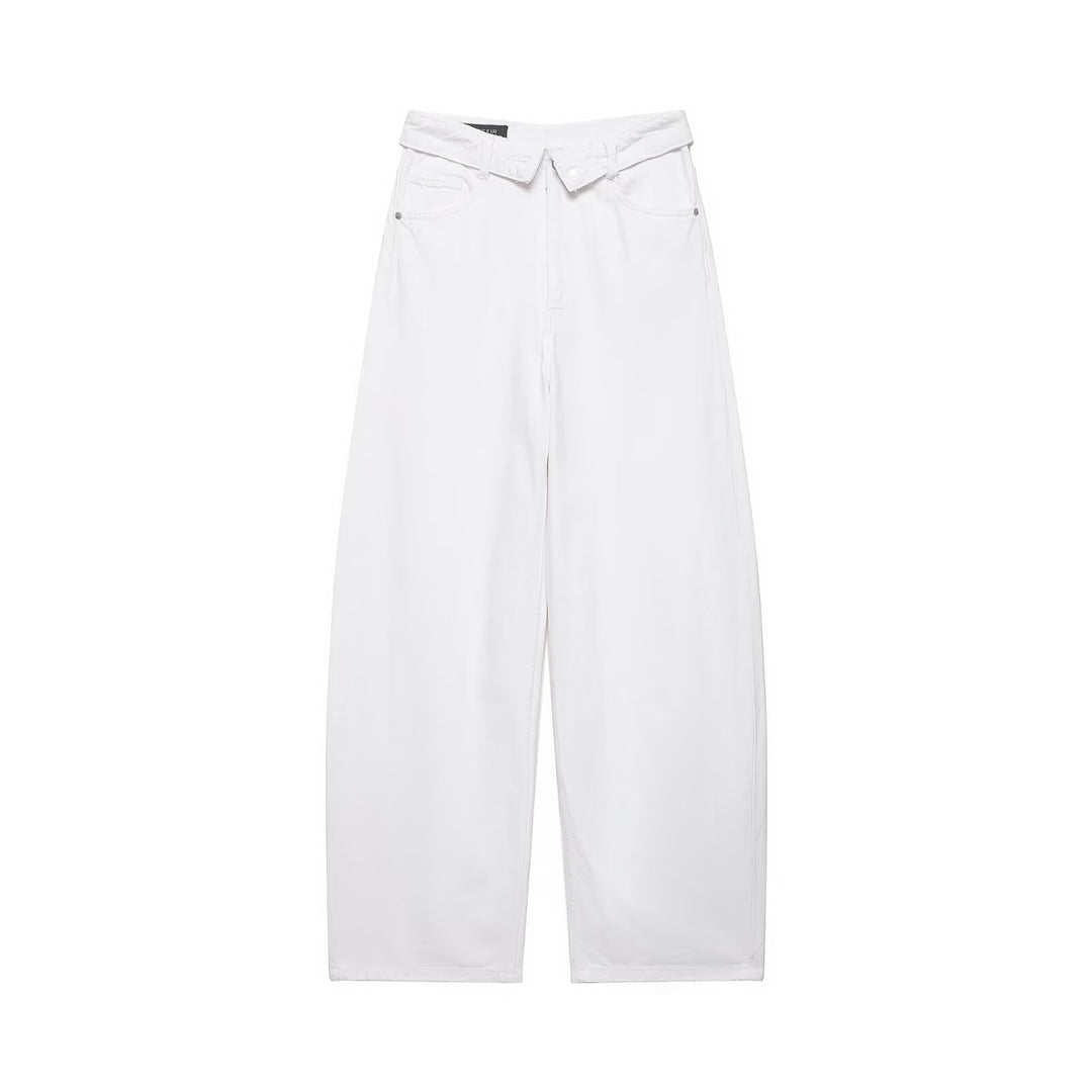 Damen nan weite Highwaist-Jeans im Vintage-Look mit ausgefransten Rissen EB